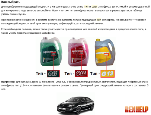 Антифриз для Renault Laguna 3